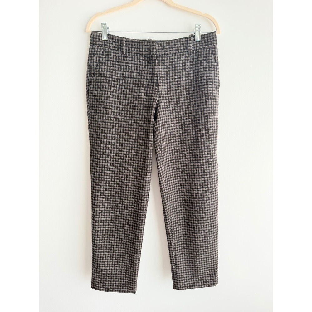 J.Crew Wool Blend Houndstooth Gray Black Cropped Pants Officecore Work Size 4